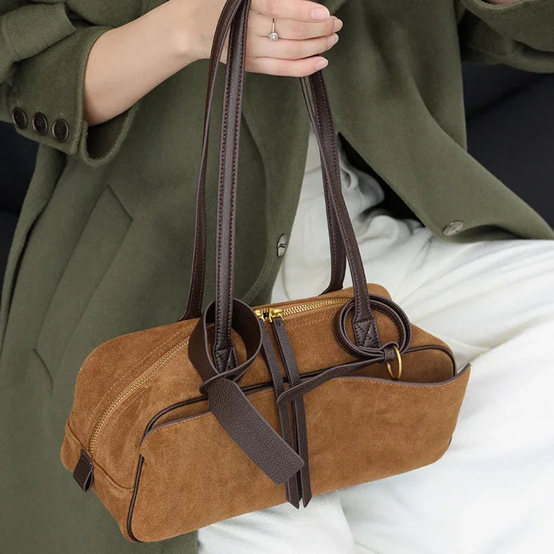 Women's Genuine Leather Suede Tote Bag