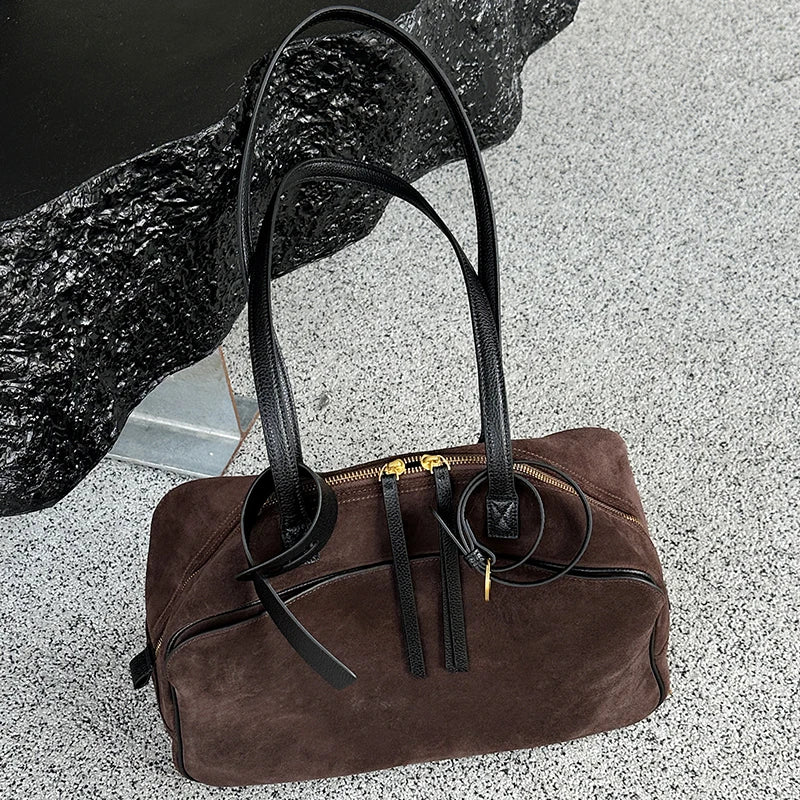 Women's Genuine Leather Suede Tote Bag