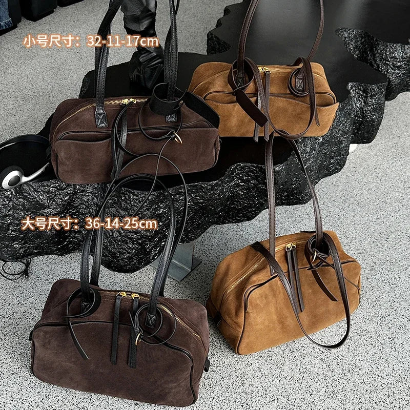 Women's Genuine Leather Suede Tote Bag